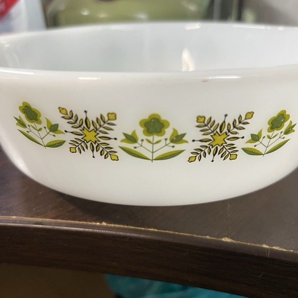 Vintage 437 Anchor Hocking Fire King Meadow‎ Green Casserole Dish W/Lid 1.5 Qt - Picture 3 of 10